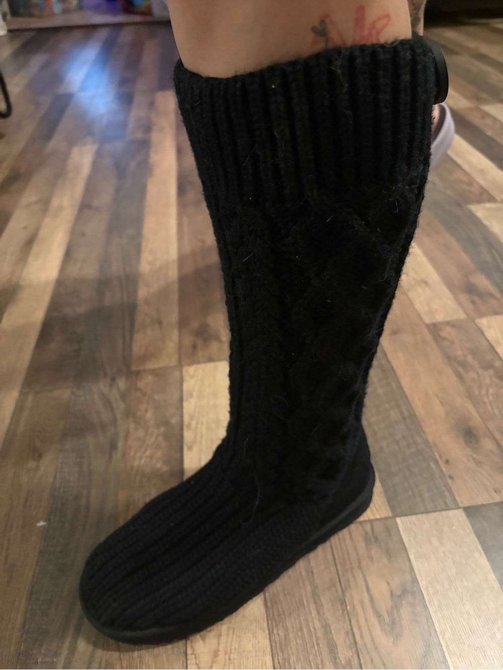 UGG Black Cable Knit Tall Slip-On Boot